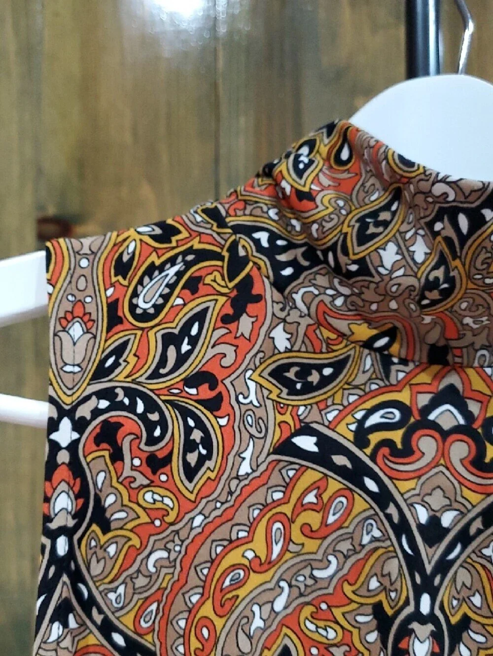 Michael Kors Sleeveless Paisley Mock Neck Top in Orange, Black and Cream